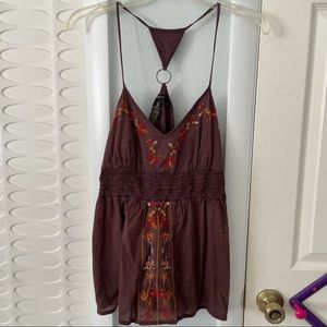 Brown top with embroidery